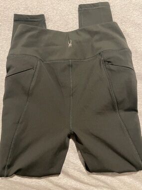 Spyder Black Athletic High-Waist Leggings with Logo